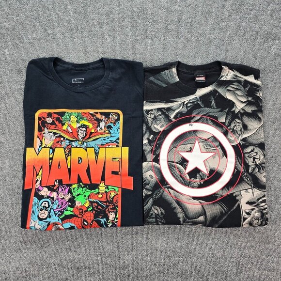 Marvel Tshirt Mens Medium Captain America Iron Man Dr Strange Bundle Lot of 2 - Picture 1 of 9